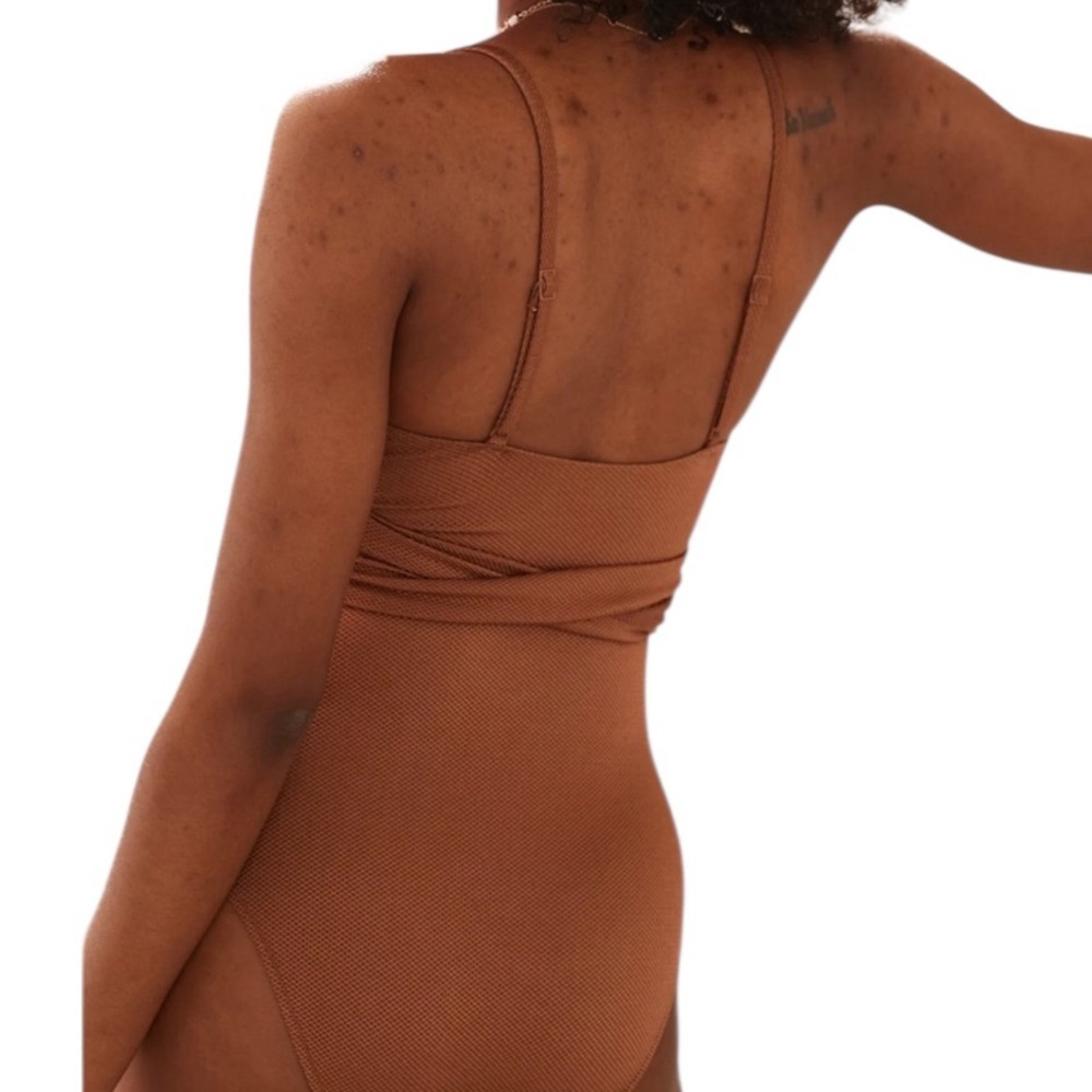 Aerie One Piece Shine Pique Wrap Swimsuit Cut Out Full Coverage Size Small NWT - Picture 2 of 12